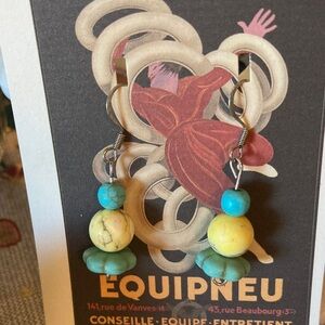 Turquoise Beaded Dangle Earrings w/ ss wires🩵💛🩵